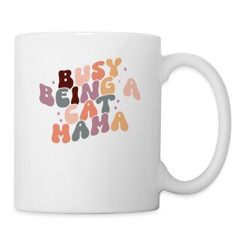 Busy Being a Cat Mama - Funny Cat Mom Retro - Mug - white - Right