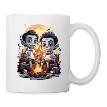 Funny Vampire Kids Halloween Campfire - Mug - white - Right