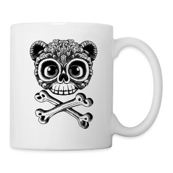 Plüsch-Revolte: Teddybär im süßen Totenkopf-Outfit - Tasse - Weiß - Rechts