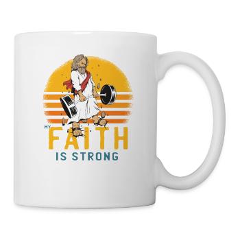 Mein Glaube ist stark - Team Jesus 1 Kreuz 3 Nägel 4 - Tasse - Weiß - Rechts
