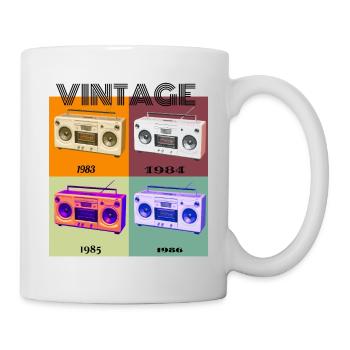 Radio-Kassettenspieler, Retro - Tasse - Weiß - Rechts