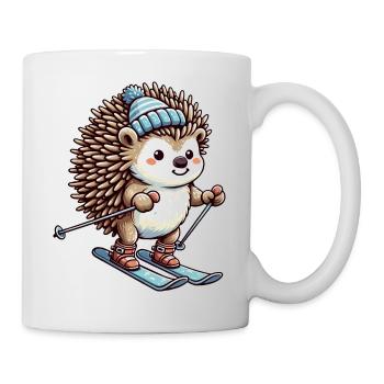 Hérisson Ski Skieur Vacances De Ski Mignon Bande Dessinée - Mug blanc - blanc - Droite