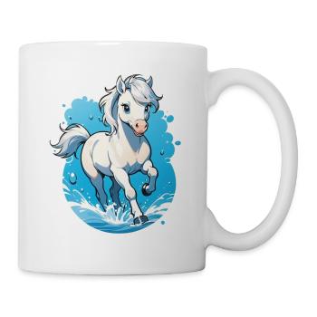 Galoppierendes Pferd - Reiten - Tasse - Weiß - Rechts
