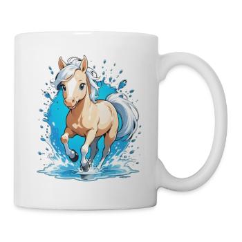 Galoppierendes Pferd - Reiten - Tasse - Weiß - Rechts