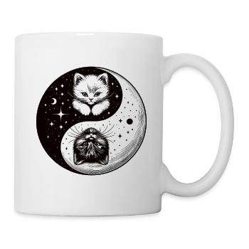 Ying Yang Chatons, noir et blanc - Mug blanc - blanc - Droite