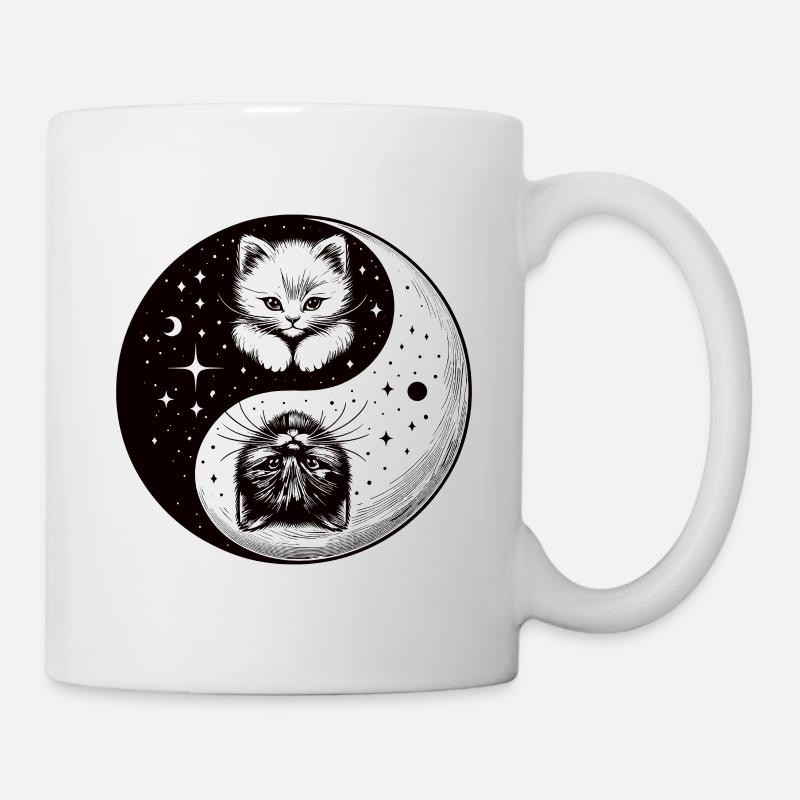 Ying Yang Chatons, noir et blanc - Mug blanc - blanc