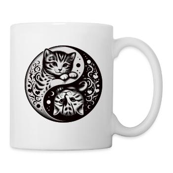 Ying Yang Chatons, noir et blanc - Mug blanc - blanc - Droite