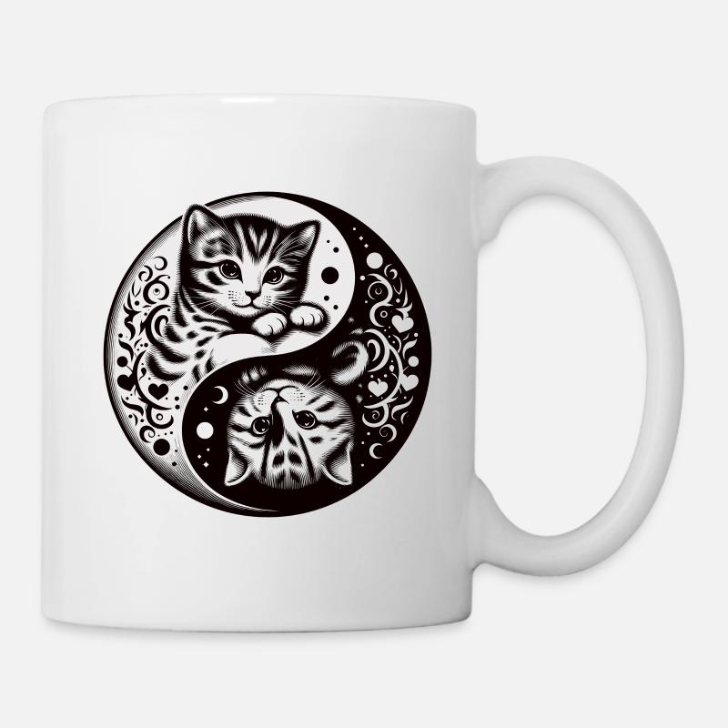 Ying Yang Chatons, noir et blanc - Mug blanc - blanc