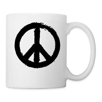 PEACE - Peacesymbol - Friedenszeichen Peacezeichen - Tasse - Weiß - Rechts