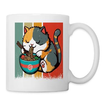 Cat eating Ramen, colorful - Mug - white - Right