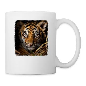 Tiger realistic baby tiger - Mug - white - Right