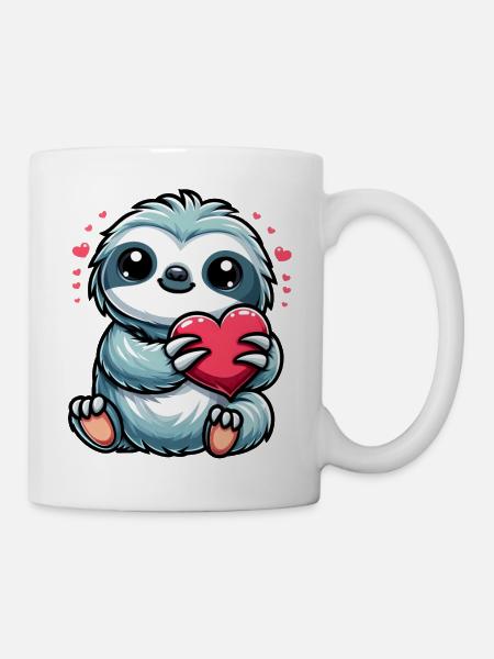 Faultier Liebe Valentinstag Herz Freundschaft - Tasse - Weiß