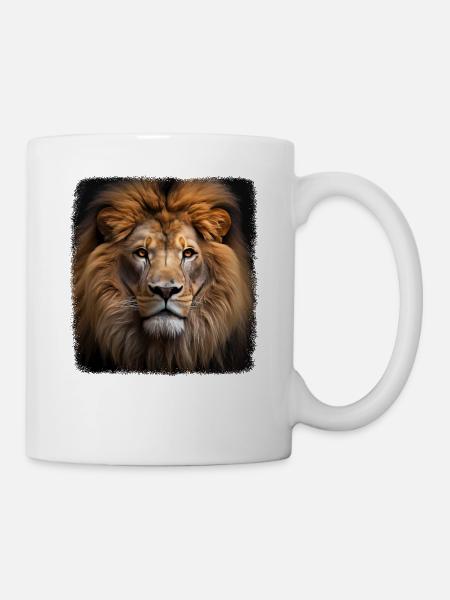 Löwen realistic Löwe - Tasse - Weiß