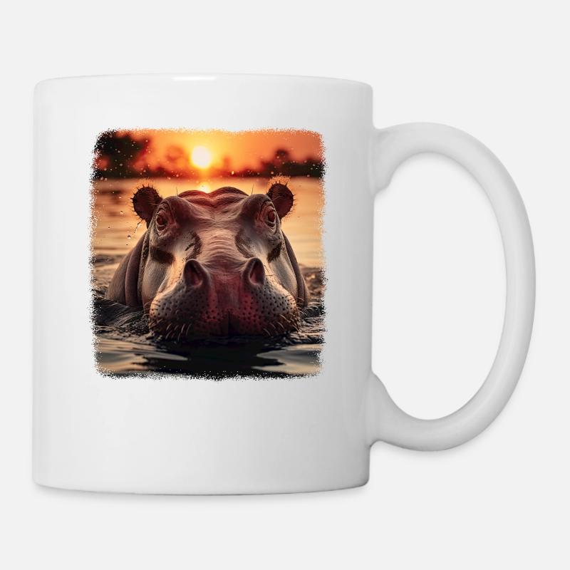 Hippopotames réaliste Hippopotame - Mug blanc - blanc