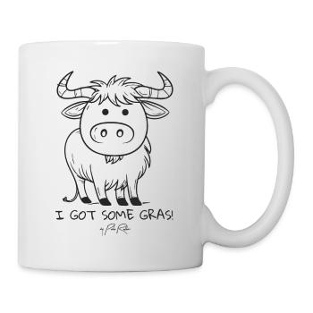 I have a bunch of grass, cartoon cow - Mug - white - Right