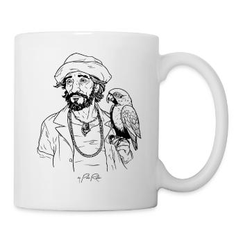 Attractive pirate with parrot - Mug - white - Right