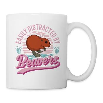 Easily distracted by Beavers Biber - Tasse - Weiß - Rechts