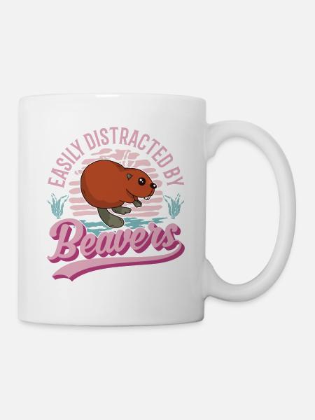 Easily distracted by Beavers Biber - Tasse - Weiß