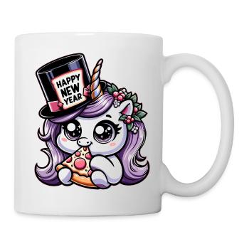 New Year Sylvester Unicorn Cute Comic Happy New Year - Mug - white - Right