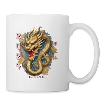 2024 Chinesischer Monddrache, frohes neues Jahr - Tasse - Weiß - Rechts