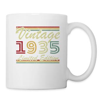 89. Geburtstag Vintage 1935 Retro - Tasse - Weiß - Rechts
