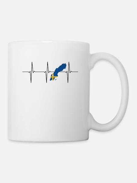 Suède ECG Heartbeat - Mug blanc - blanc