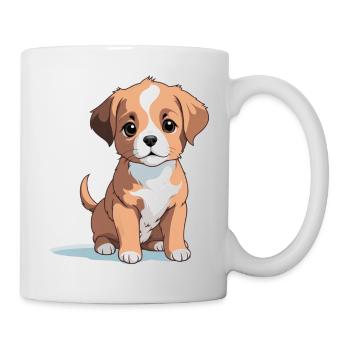 Chiot chien brun mignon - illustration colorée - Mug blanc - blanc - Droite