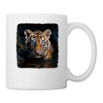 Tiger realistic baby tiger - Mug - white - Right