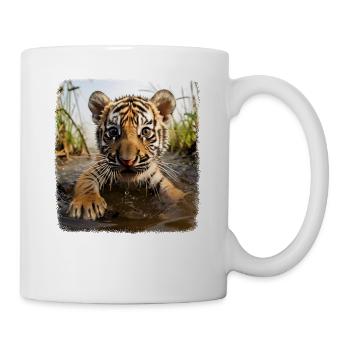 Tiger realistic baby tiger - Mug - white - Right