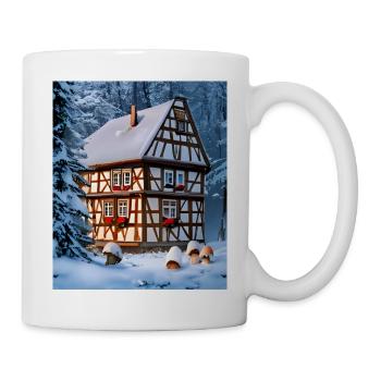 Alsace half-timbered snow house - Mug - white - Right