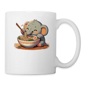 éléphant mignon mange des nouilles ramen ramen ramen - Mug blanc - blanc - Droite