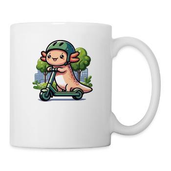 Axolotl Rides E-Scooter Around City Scooter - Mug - white - Right