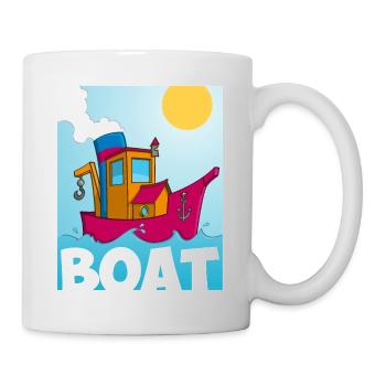 Colorful image of a funny tugboat - Mug - white - Right