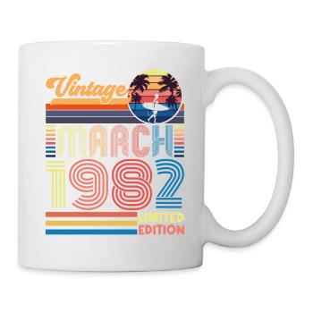 Geburtstag März 1982.Geschenk März 1982.März 1982 - Tasse - Weiß - Rechts