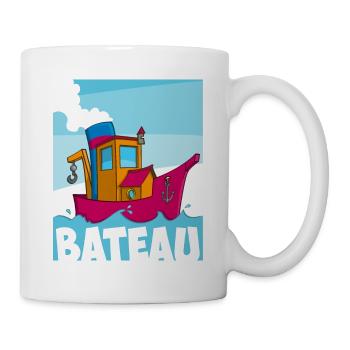 Colorful image of a funny tugboat - Mug - white - Right