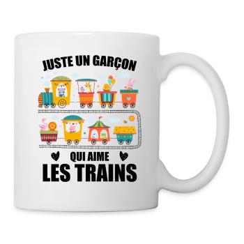 Juste Un Garçon Qui Aime Les Trains - Mug blanc - blanc - Droite