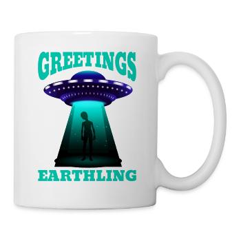 Alien, UFO, UAP, Space, Weltraum Flugobjekt - Tasse - Weiß - Rechts