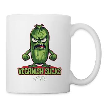 Cartoon Cucumber dit : Le véganisme est stupide - Mug blanc - blanc - Droite