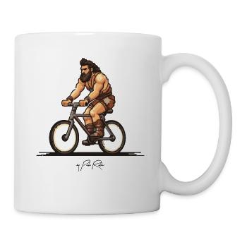 Pixel-Design Höhlenmensch Barbaren Mountain Bike - Tasse - Weiß - Rechts