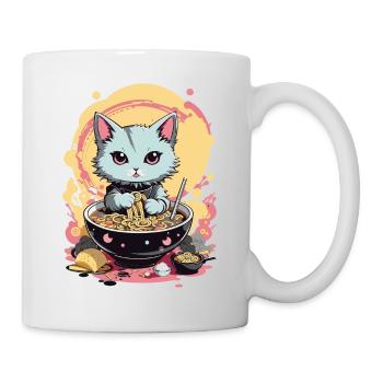 Chat Ramen Japon Esthétique pastel - Mug blanc - blanc - Droite