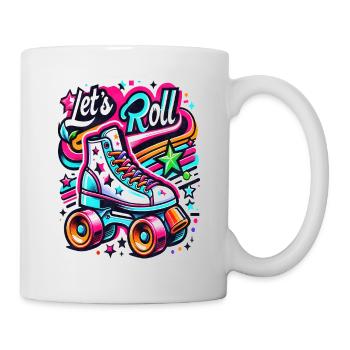 Let´s Roll Rollschuhe Vintage Retro - Tasse - Weiß - Rechts