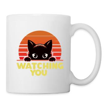 Chat noir qui vous regarde - Mug blanc - blanc - Droite