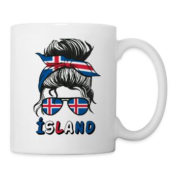Insel Island Flagge Mädchen Isländische Mädchen Kinder - Tasse - Weiß - Rechts