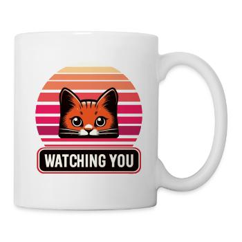 Red cat watching you, colorful - Mug - white - Right