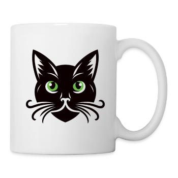 Black cat watching you, zooning out - Mug - white - Right