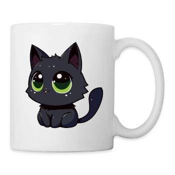 Black cat watching you, zooning out - Mug - white - Right