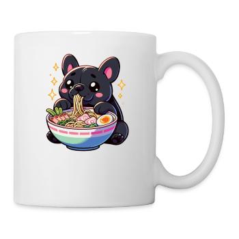 Mignon bouledogue français mange des nouilles ramen Frenchies - Mug blanc - blanc - Droite