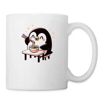 cute penguin eats ramen noodles penguins ramen - Mug - white - Right
