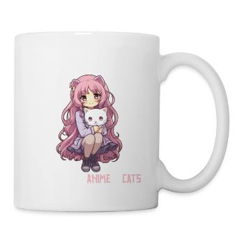 Kawaii Girl Anime Manga Fille et chat - Mug blanc - blanc - Droite
