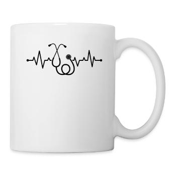 Battement de cœur du stéthoscope du médecin - Mug blanc - blanc - Droite